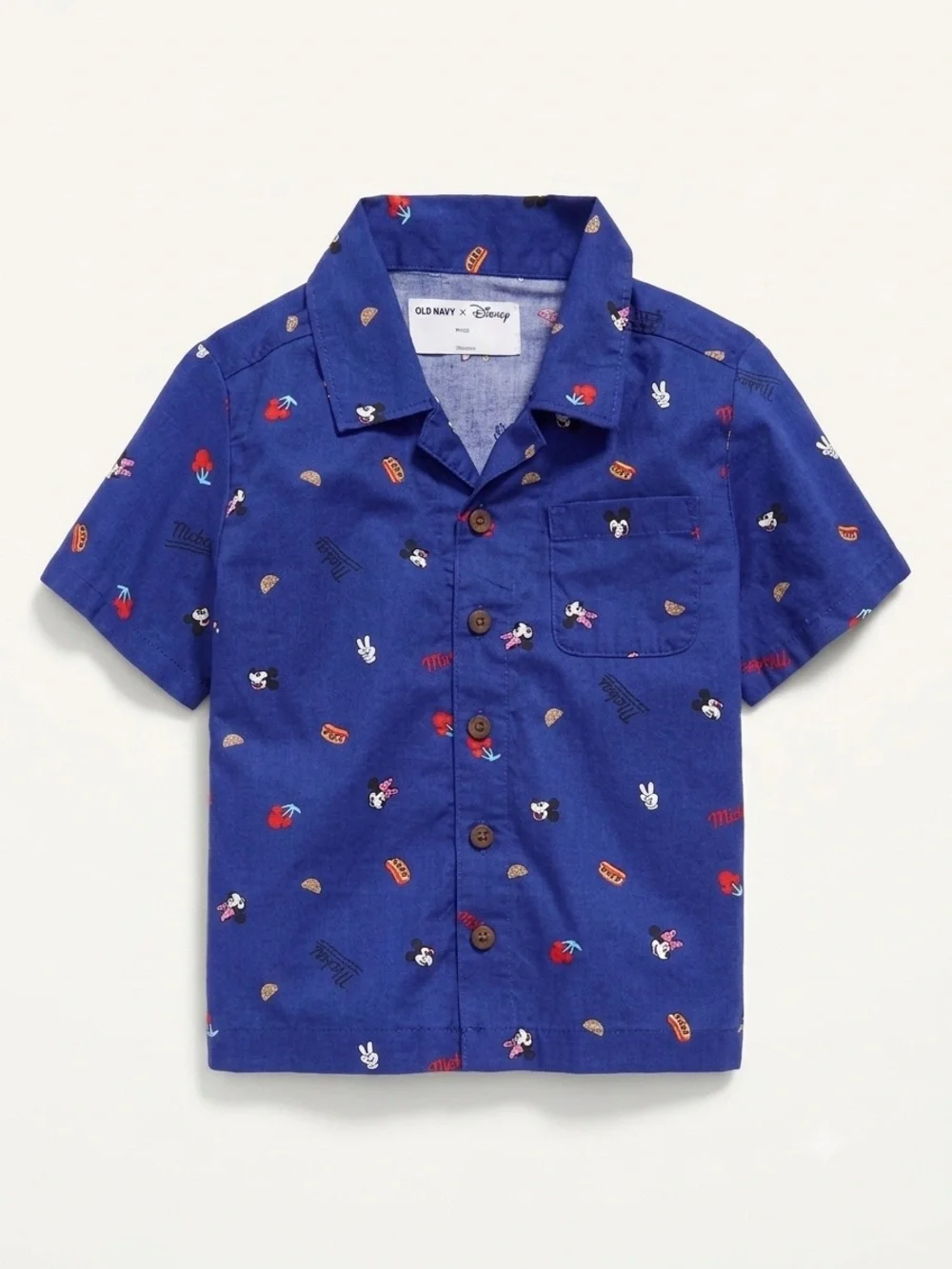 Old Navy x Disney Mickey Mouse Poplin Cotton Button Up Shirt 3T Hotdog Fall